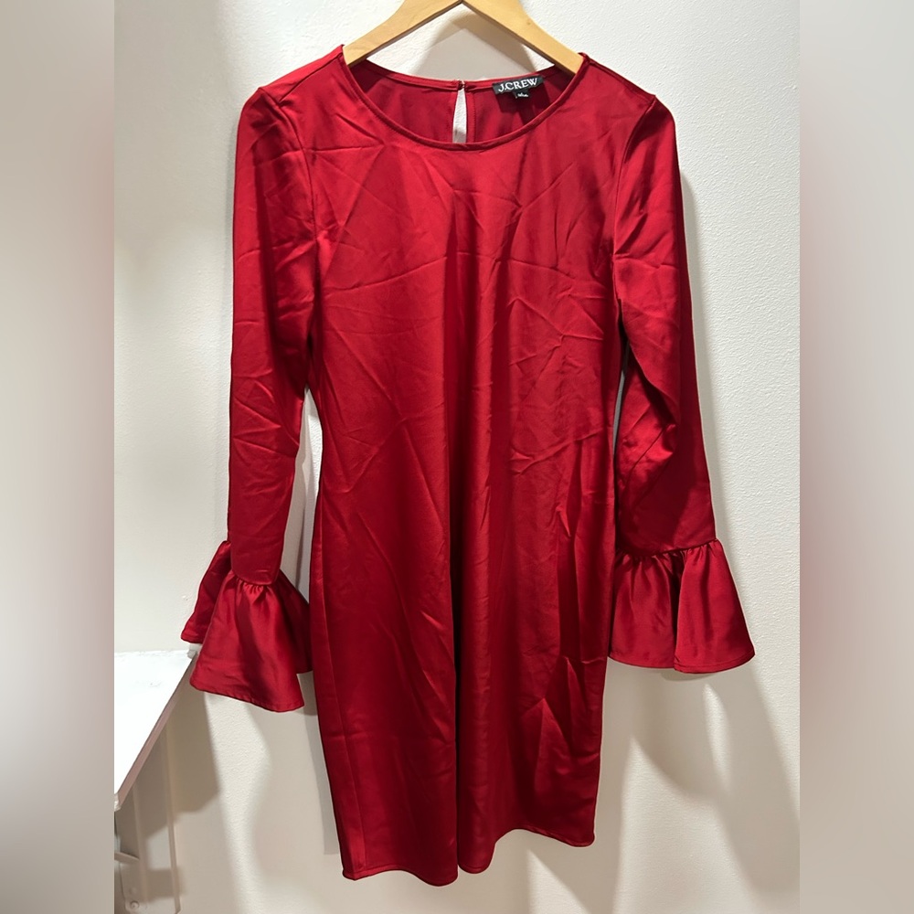 J. Crew Vibrant Red Long Sleeve Dress
